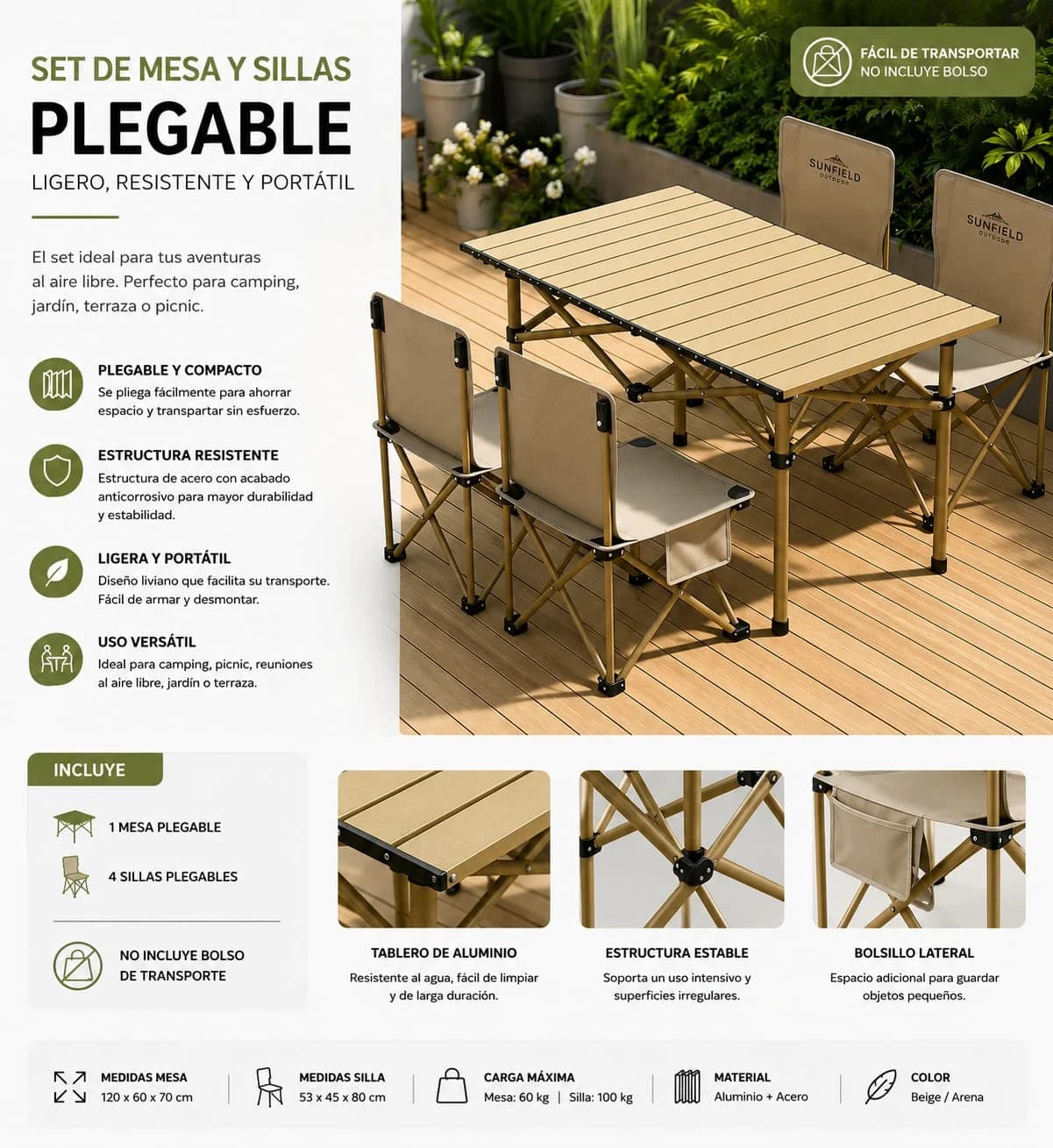 Kit De 4 Sillas +1 Mesa Raus-65541 — imagen 1