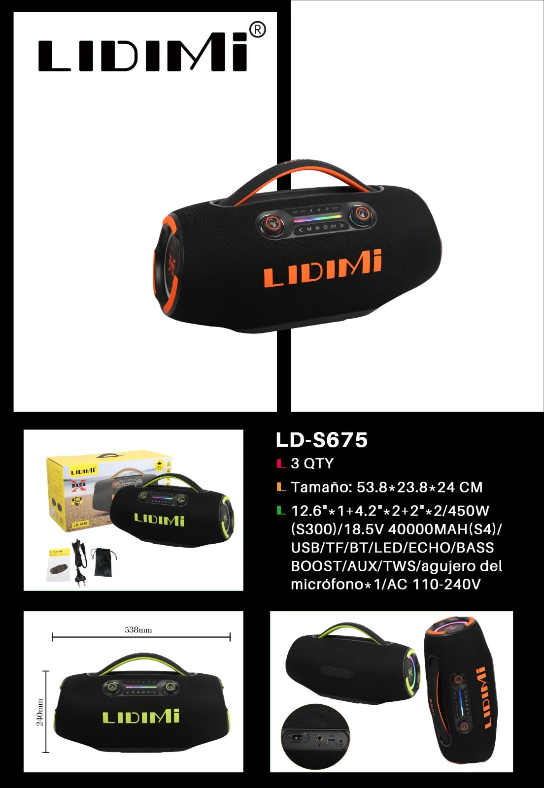 Parlante Maleta Potenciado De 450w Lidimi Ld-s675 — imagen 1