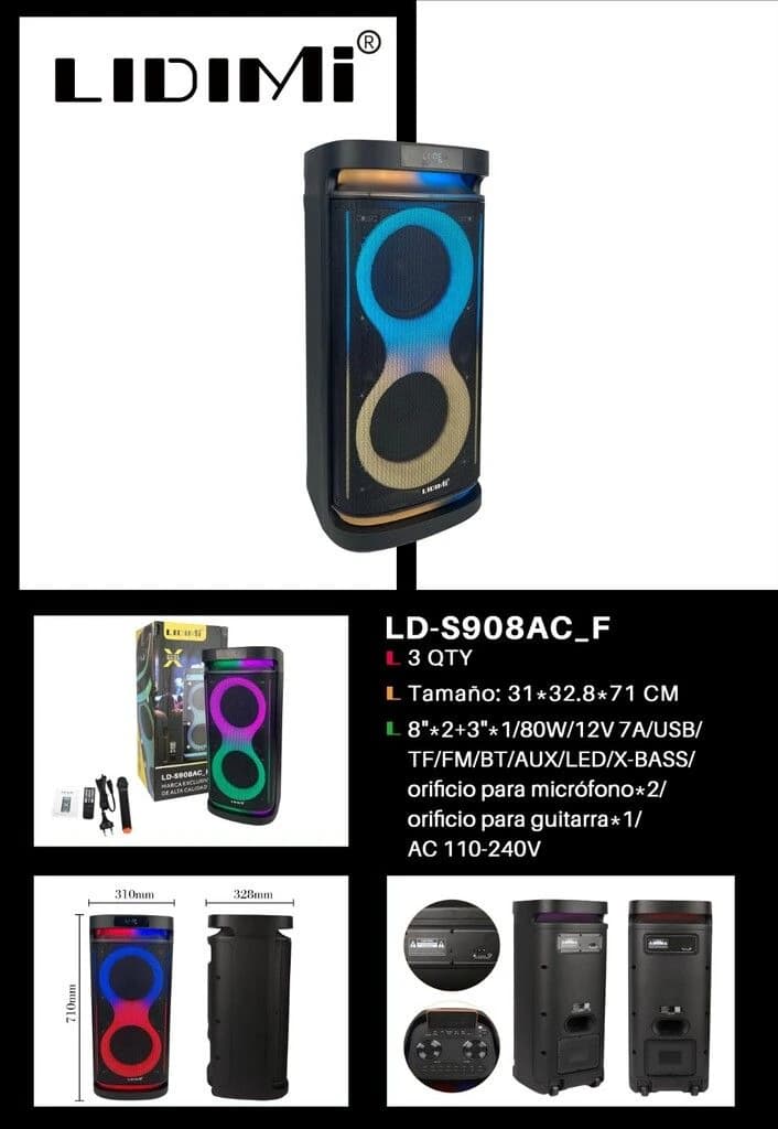 Parlante Lidimi Ld-s908ac-f Fm-bt/tf/usb/aux — imagen 1