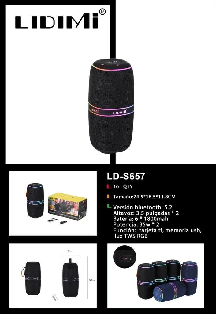 Parlante Lidimi Potenciado Ld-s657 Usb/tf/bt/fm/microfono — imagen 1