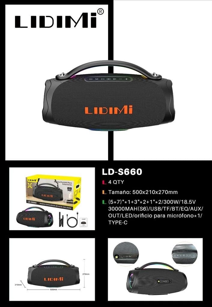 Parlante Lidimi Potenciado Ld-s660 Usb/tf/bt/fm/microfono — imagen 1
