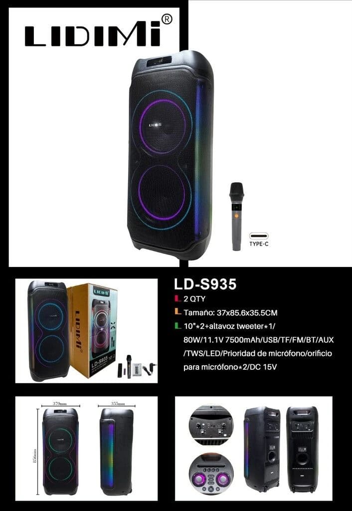 Parlante Potenciado Lidimi Ld-s935 Con Microfono Inalambrico — imagen 1